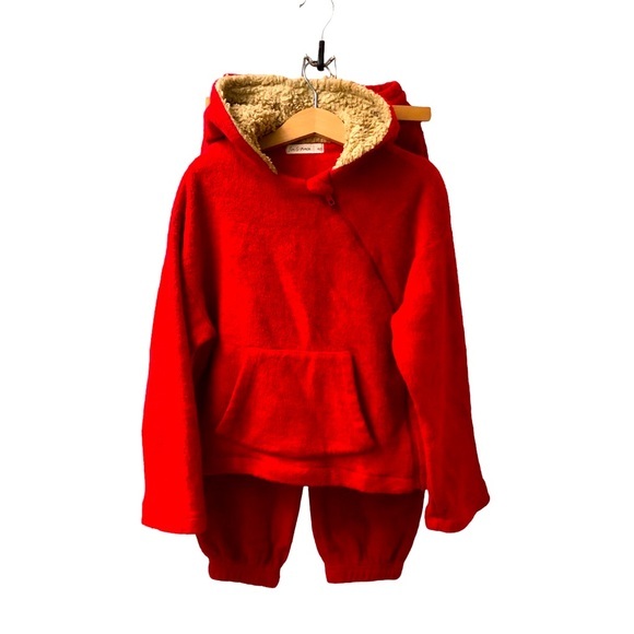 Fin & Vince Organic Cotton Fleece Jogger Set || Red